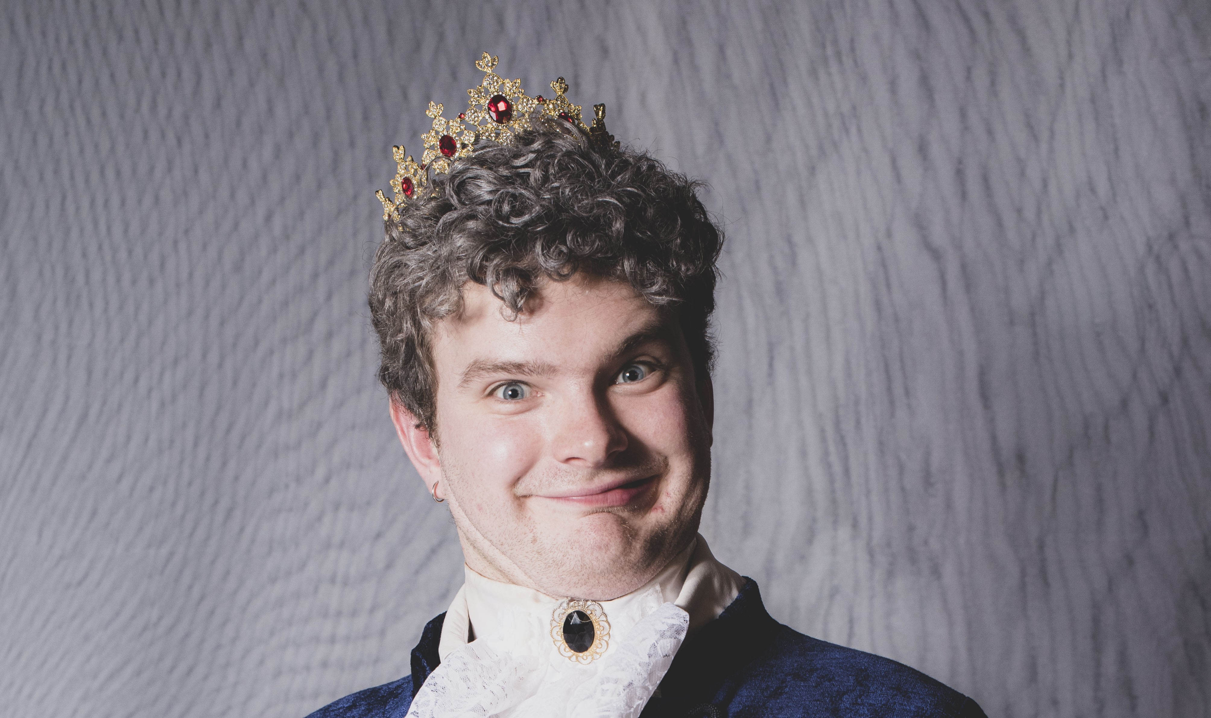 a buffonish photo of Chris Murphy as Tsar Dodon in Orchestra Vox's production of The Golden Cockerel by Rimsky Korsakov